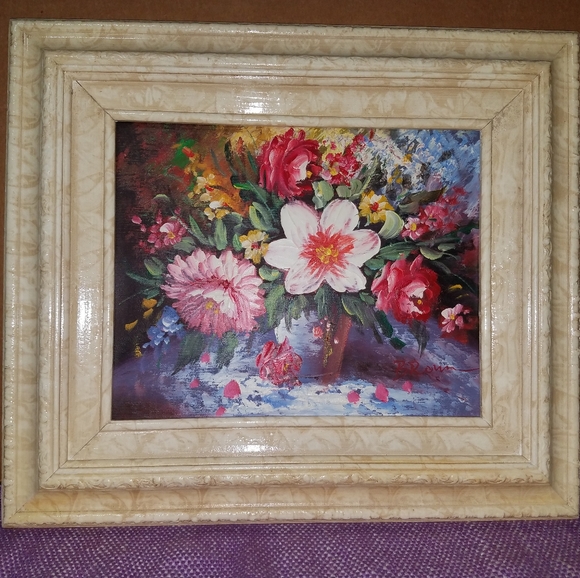 nwot framed Oil Painting of Flowers